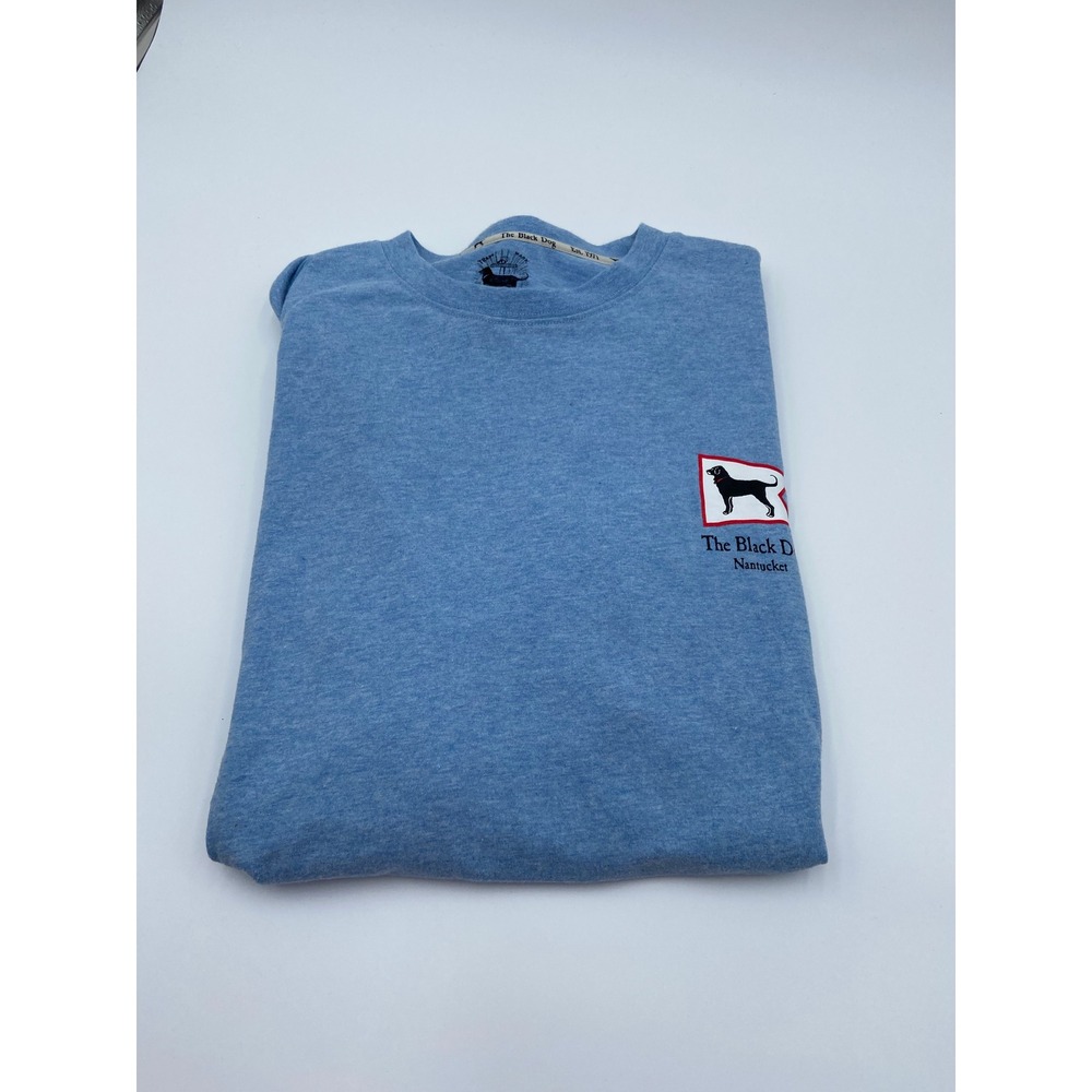 The Black Dog Long Sleeve T Shirt Blue Nantucket Graphic Crew Neck Small